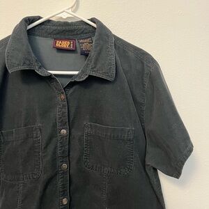 Vintage Faded Glory Green Womens Corduroy Shirt 100% Cotton